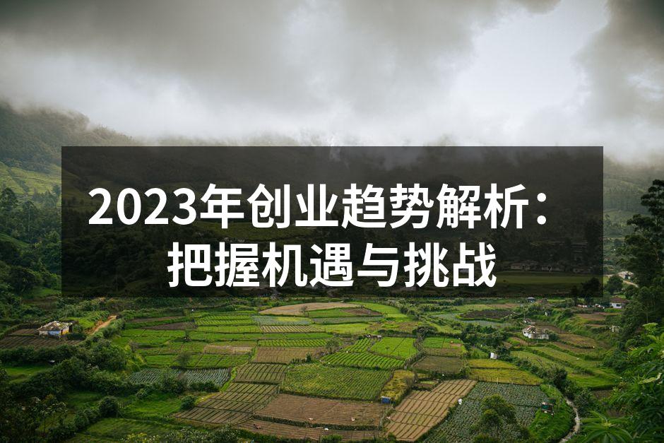 2023年创业趋势解析：把握机遇与挑战