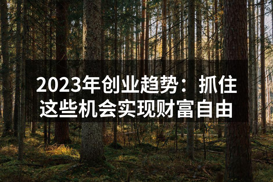 2023年创业趋势：抓住这些机会实现财富自由
